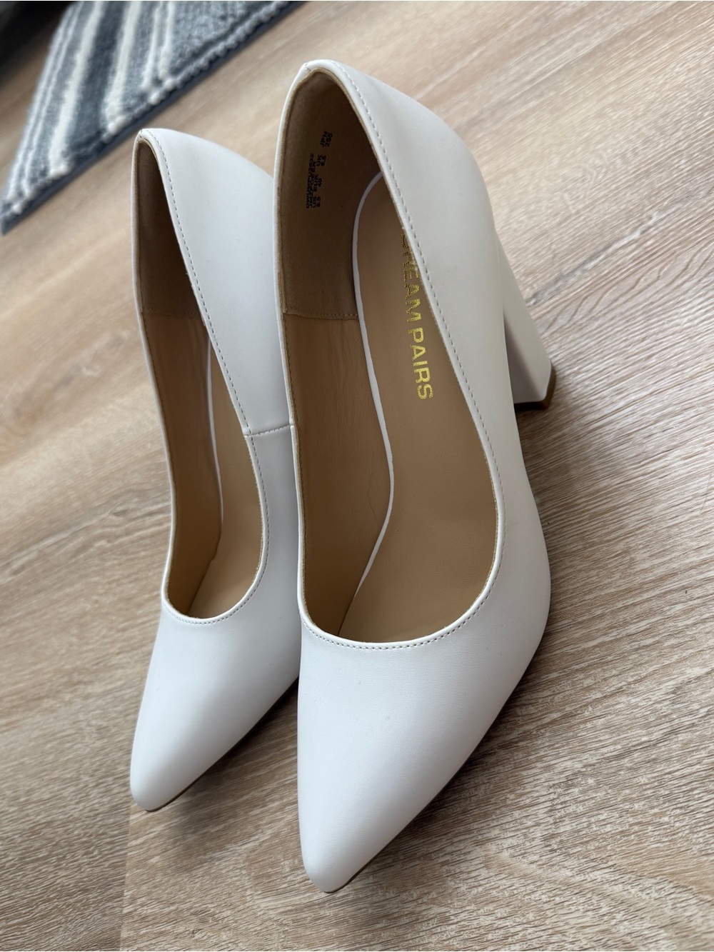 Dream Pairs White Block Heel Pumps